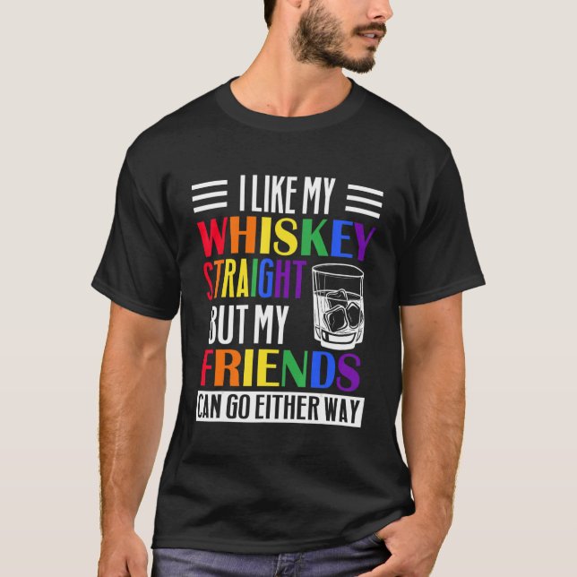 Camiseta Mês do Orgulho Eu Gosto De Hetero Uísque Meu Amigo (Frente)