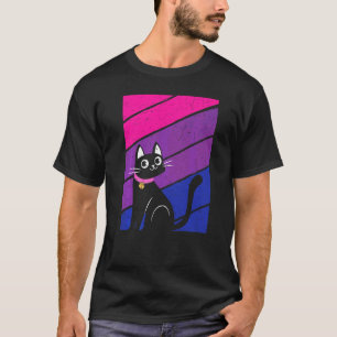 Camiseta Mês do Orgulho Gato Bissexual Bandeira do Arco-íri