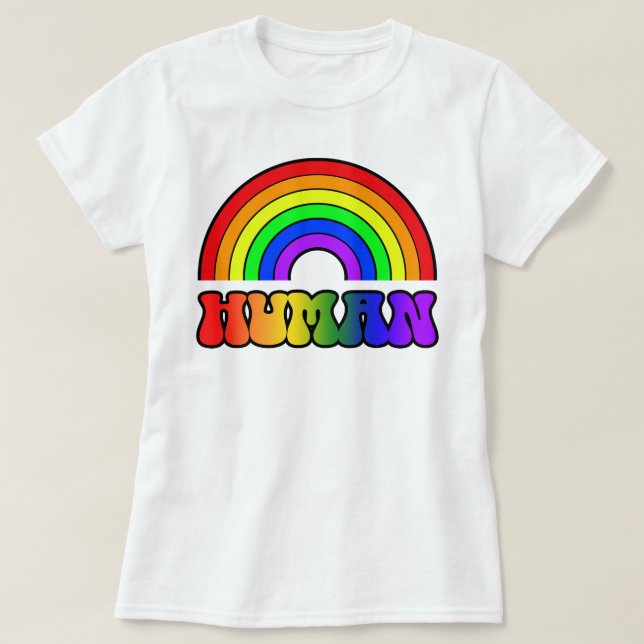 Camiseta Mês do Orgulho Humano Arco-Íris (Frente do Design)
