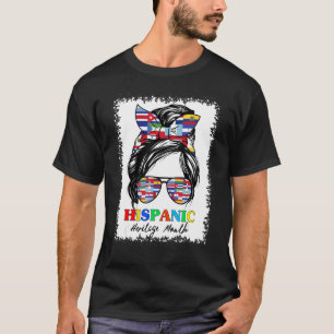 Camiseta Mês Nacional da Herança Hispânica Bandeiras Latina