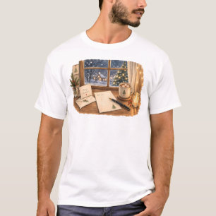 Camiseta Mesa de escrita de Natal para papelaria aconchegan