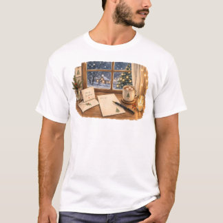 Camiseta Mesa de escrita de Natal para papelaria aconchegan