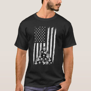 Camiseta Mesa de Sinuca EUA Bandeira Americana Bilhar Vinta