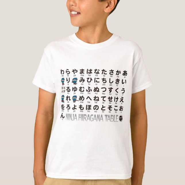 Camiseta Mesa Ninja Boy Japonês Hiragana (Frente)