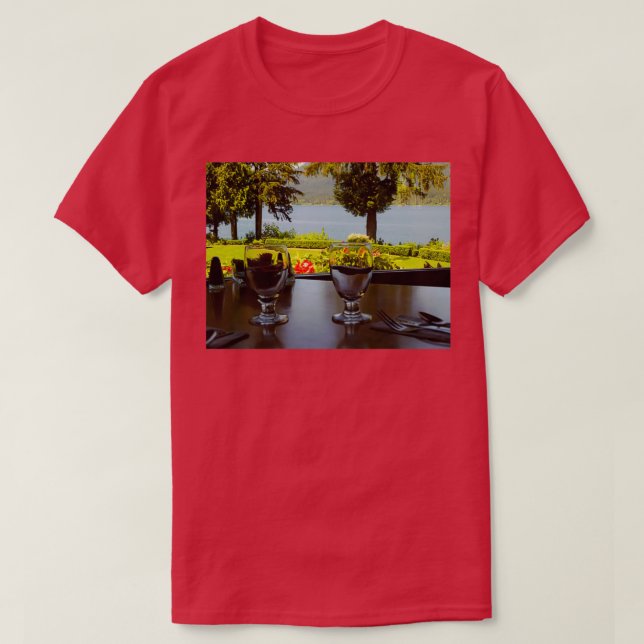 Camiseta Mesa para dois no lago Quinault Lodge (Frente do Design)