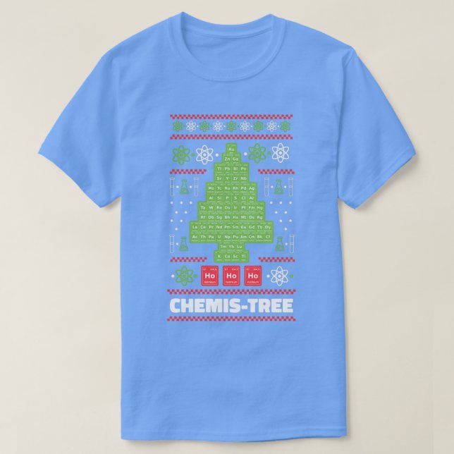 Camiseta Mesa periódica de abeto de Natal Chemis Tree 1 (Frente do Design)