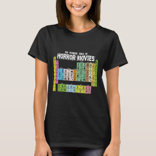 Camiseta Mesa periódica de filmes de terror Ciência da Quím