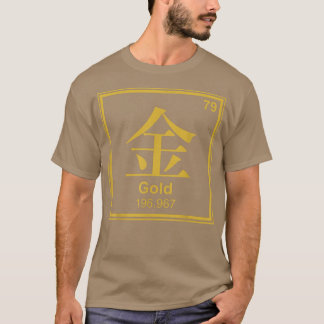 Camiseta Mesa periódica de Kanji - Dourada - Novidade Japon