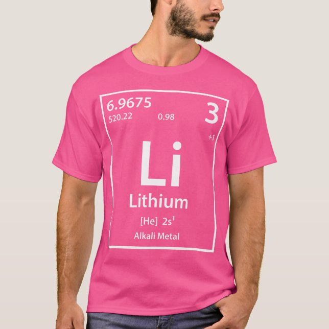 Camiseta Mesa Periódica De Lítio De Elementos (Frente)