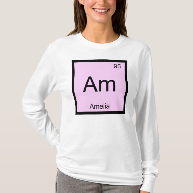 Camiseta Mesa Periódica do Elemento de Química de Amelia Na (Frente)