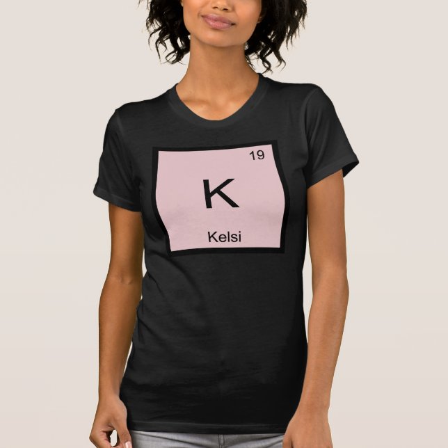 Camiseta Mesa Periódica do Elemento de Química do Nome Kels (Frente)