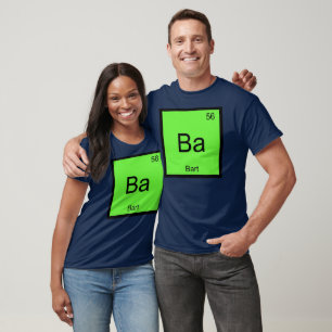 Camiseta Mesa Periódica do Elemento Químico do Nome Bart