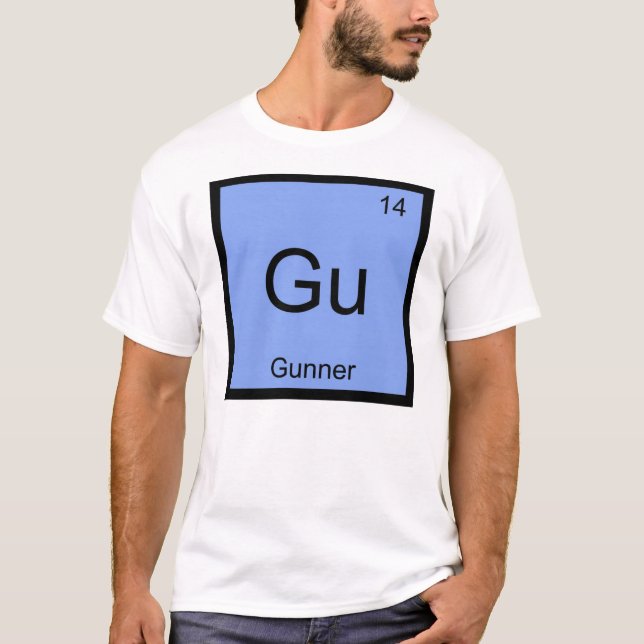 Camiseta Mesa Periódica do Elemento Químico do Nome de Gunn (Frente)