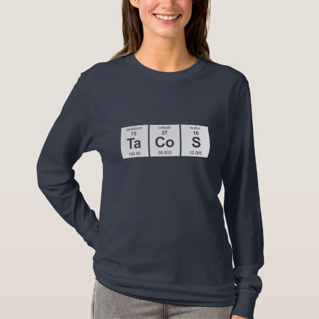 Camiseta Mesa periódica dos TaCoS (Frente)