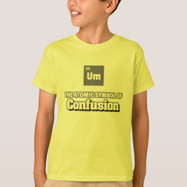 Camiseta Mesa Periódica - Um Elemento de Confusão (Frente)