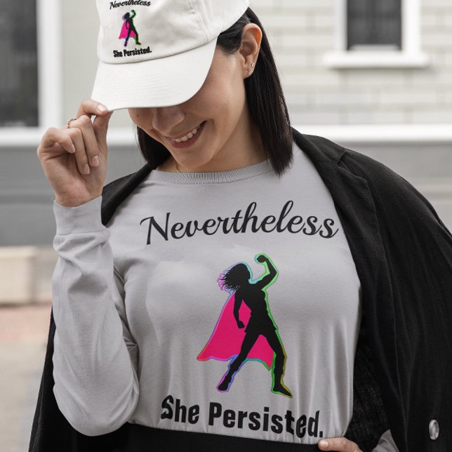 Camiseta Mesmo Assim Ela Persiste, Poder Mulher Rapariga, Z (Nevertheless She Persisted Woman Power Long Sleeve T-Shirt)