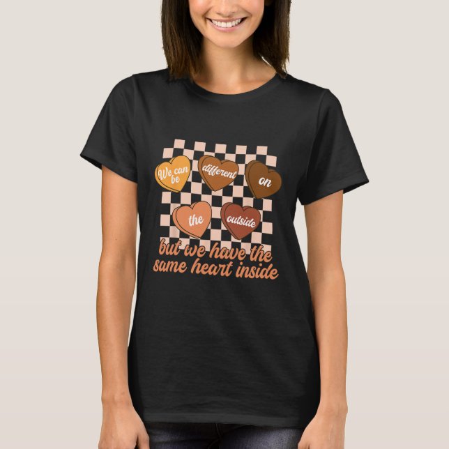 Camiseta Mesmo Coração Mês da História Negra Xadrez Confeit (Frente)