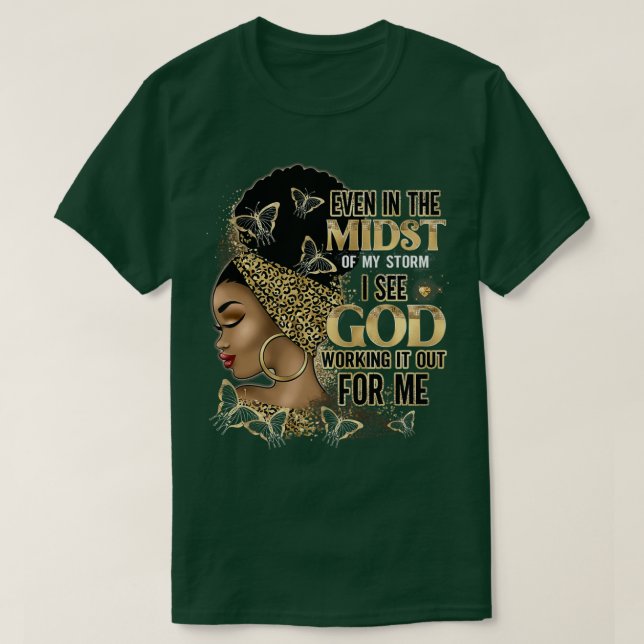 Camiseta Mesmo No Meio Da Minha Tempestade Eu Vejo Deus Tra (Frente do Design)
