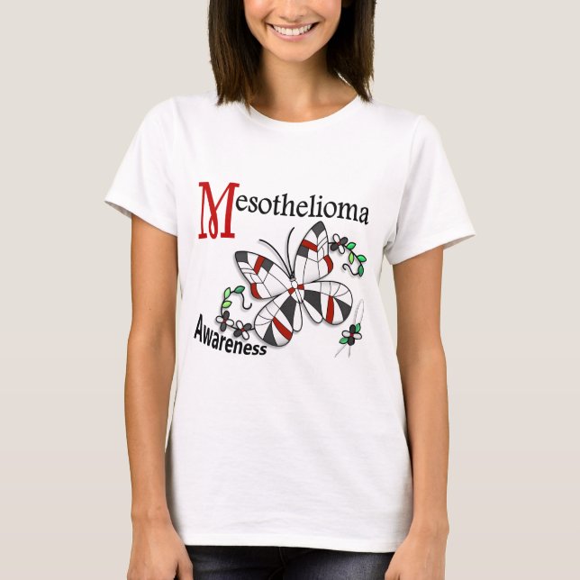 Camiseta Mesotelioma da borboleta 2 do vitral (Frente)