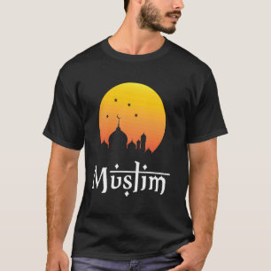 Camiseta Mesquita Muçulmana Pôr do Sol Crescente Desenho Fé