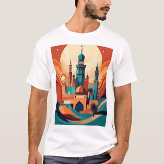 Camiseta Mesquita Serene Árabe: Impressão de Arte Cultural