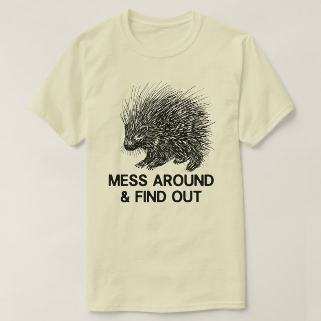 CAMISETA MESS AO REDOR E DESCOBRIR PORCUPINA (Frente do Design)