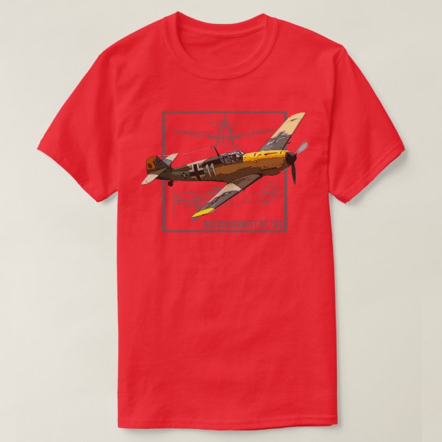 Camiseta Messerschmitt BF 109 Plano de Combatente Alemão WW (Frente do Design)