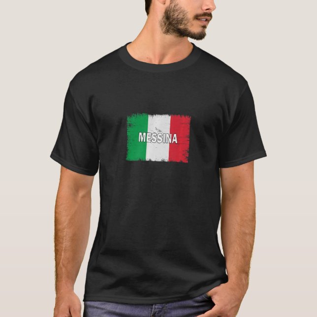 Camiseta Messina Itália Cidade com Bandeira Italiana (Frente)