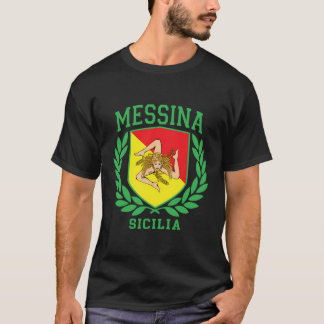 Camiseta Messina Sicilia Flag E Trinacria Shield Design S