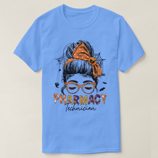 Camiseta Messn Farmacêutico Halloween Pharmacy Tech Healt (Frente do Design)