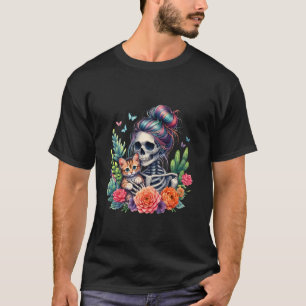 Camiseta Messn Skeleton Kitten Cat Hal