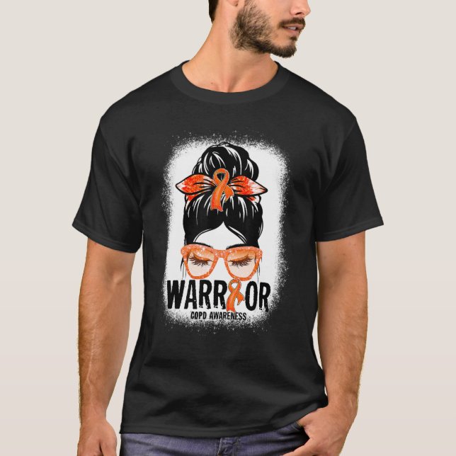 Camiseta Messun Leopard Orange Ribbon Copd Warrior (Frente)