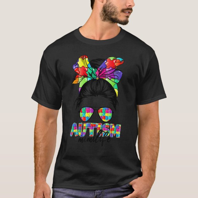 Camiseta Messy Bun Bandana Mimi Apoio Mulheres Autismo Awa (Frente)