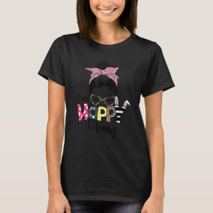 Camiseta Messy Bun Bunny One Hoppy Mamãe Leopard Happy East