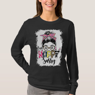 Camiseta Messy Bun Bunny One Hoppy Sassy Leopard Feliz Lest