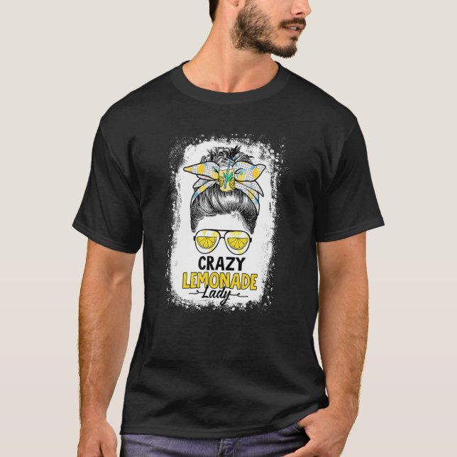 Camiseta Messy Bun Crazy Lemonade Lady Ice Lemon Juice (Frente)