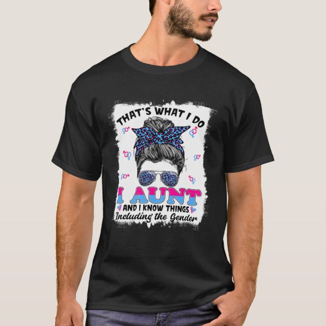 Camiseta Messy Bun Cute Auntie Keeper Of The Gender Reveal  (Frente)