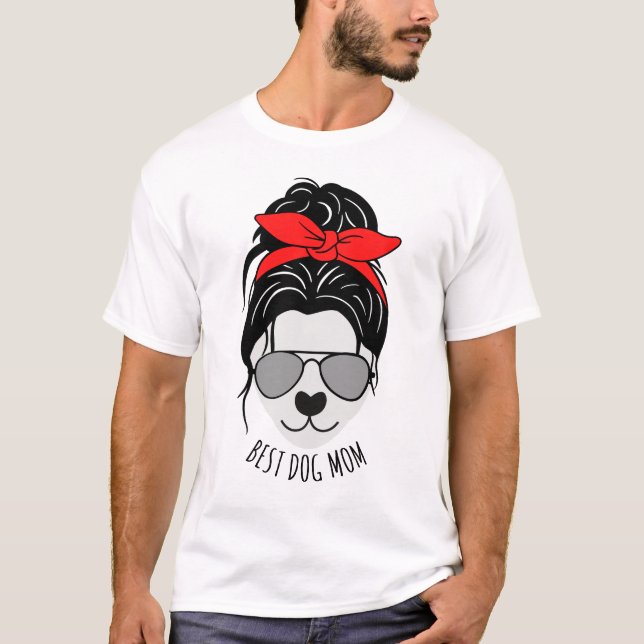 Camiseta Messy Bun DOG MOM T-Shirt (Frente)