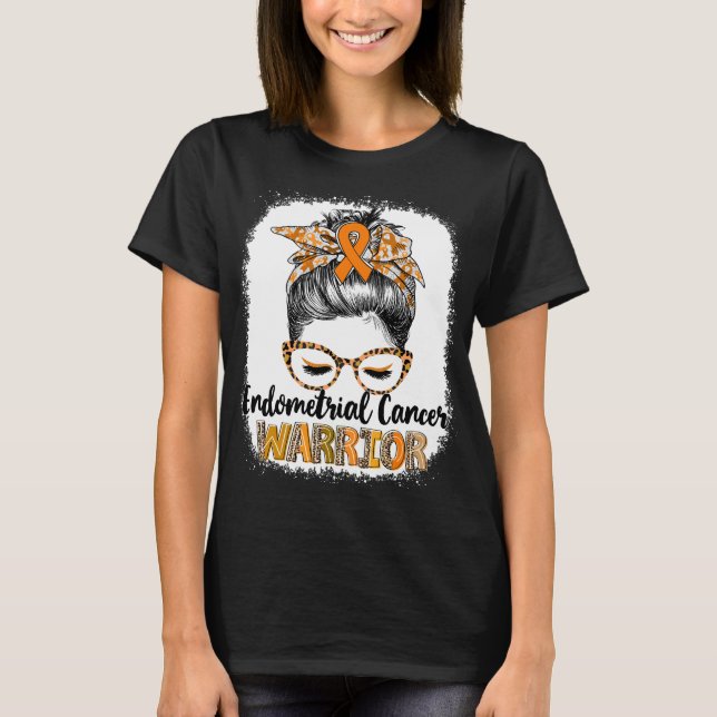 Camiseta Messy Bun Endometrial Cancer Warrior (Frente)