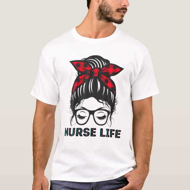 Camiseta Messy Bun Enfermeiro Femask A Fazer Coisas R (Frente)