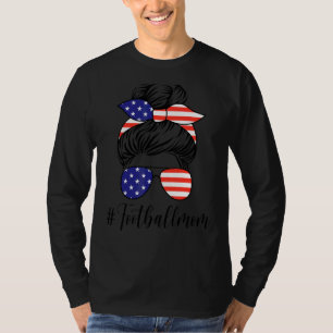 Camiseta Messy Bun Futebol Mãe América Dia de as mães de Si