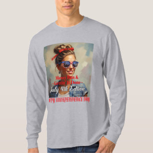 Camiseta "Messy Bun & Getting'It Done" 4 de julho Personali