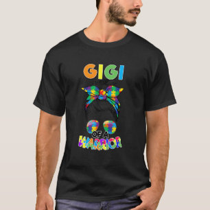 Camiseta Messy Bun Gigi De Guerreiro Do Autismo Puzzle Cons