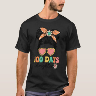 Camiseta Messy Bun Girl Happy 100 Dias De Escola 100 Dias B