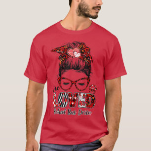 Camiseta Messy Bun Hair One Loved School Bus Driver Valenti