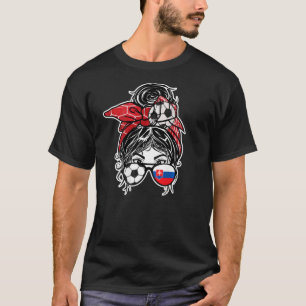 Camiseta Messy Bun Hair Slovak Soccer Girl Slovakia Jersey