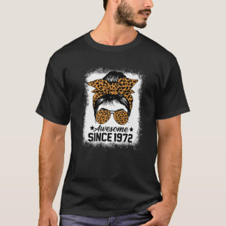 Camiseta Messy Bun Leoprad Incrível Desde 1972 50 Anos