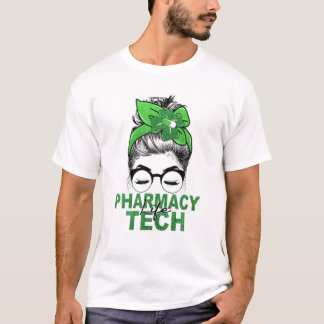 Camiseta Messy Bun Lucky Pharmacy Tech Farmacêutica Patríci