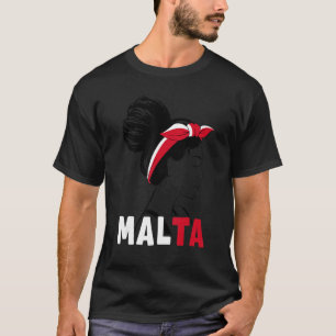 Camiseta Messy Bun Malta Flag Maltês Para Meninas
