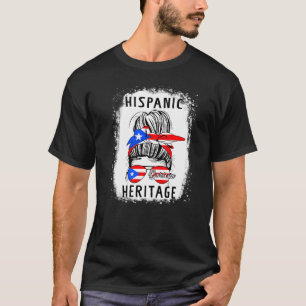 Camiseta Messy Bun Puerto Rican Hispanic Heritage Boricua P